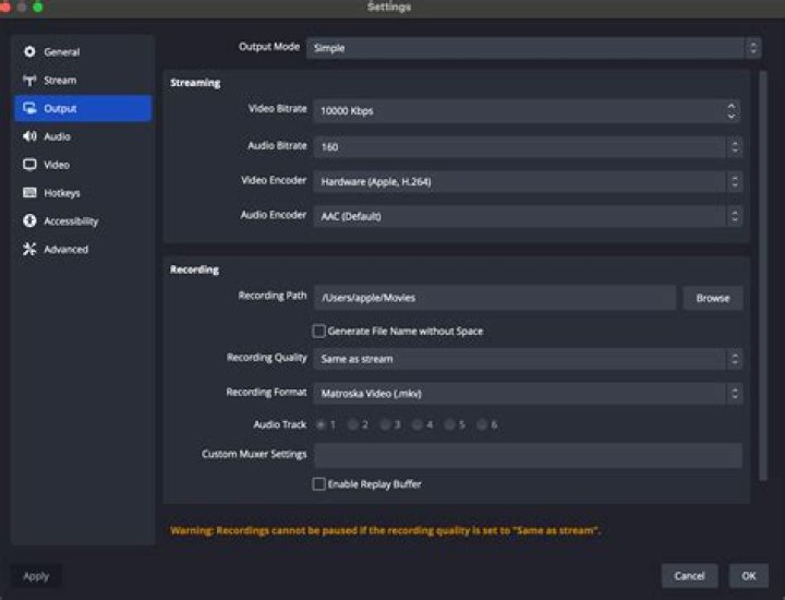 HD streaming quality settings menu